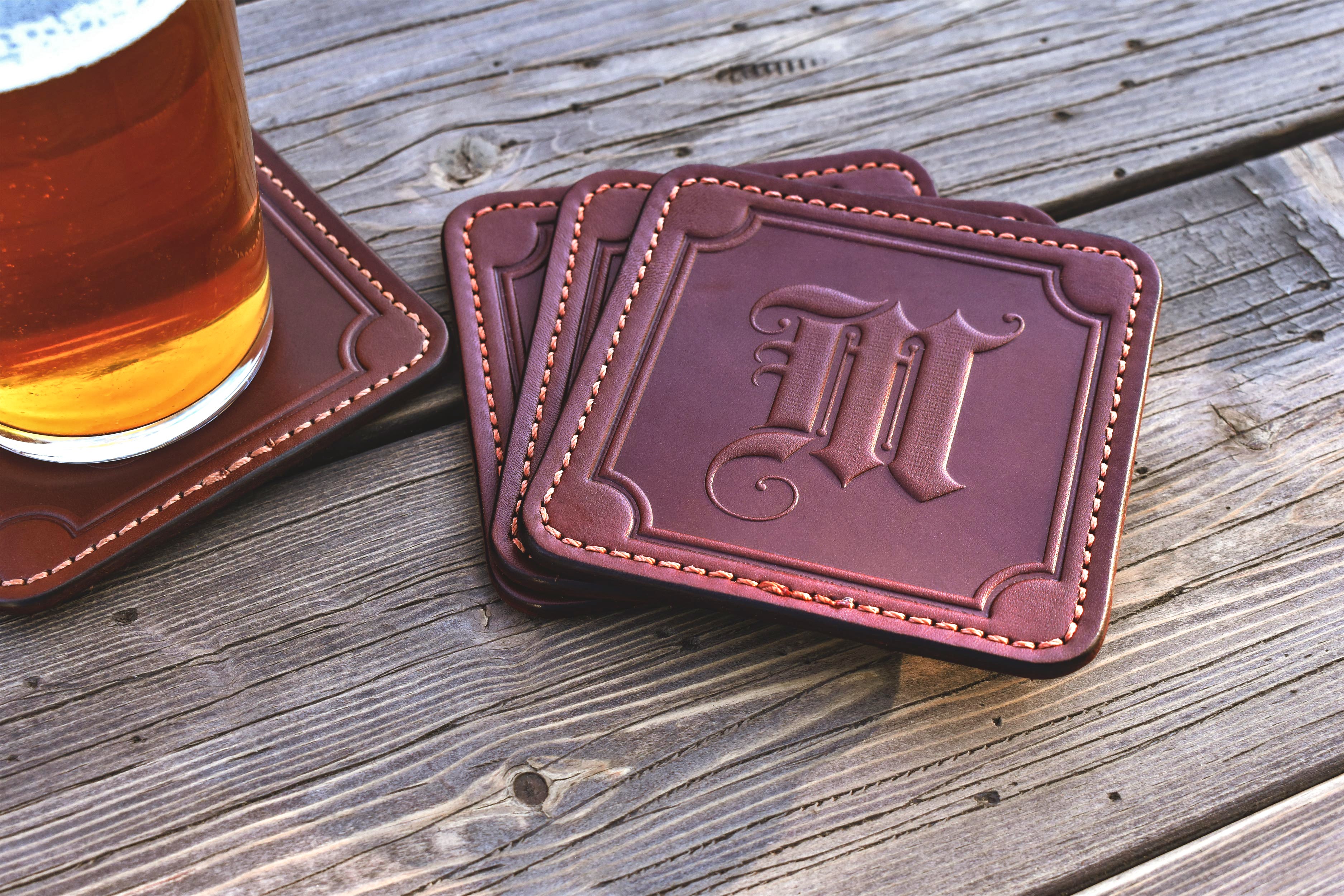 Monogram Leather Coasters