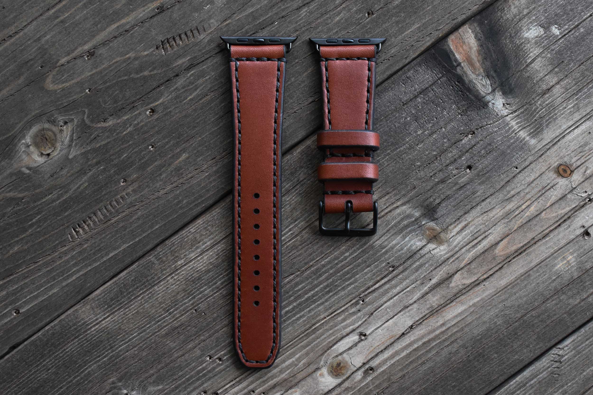 Blackthorn leather brown watch strap on an Apple Watch Ultra.