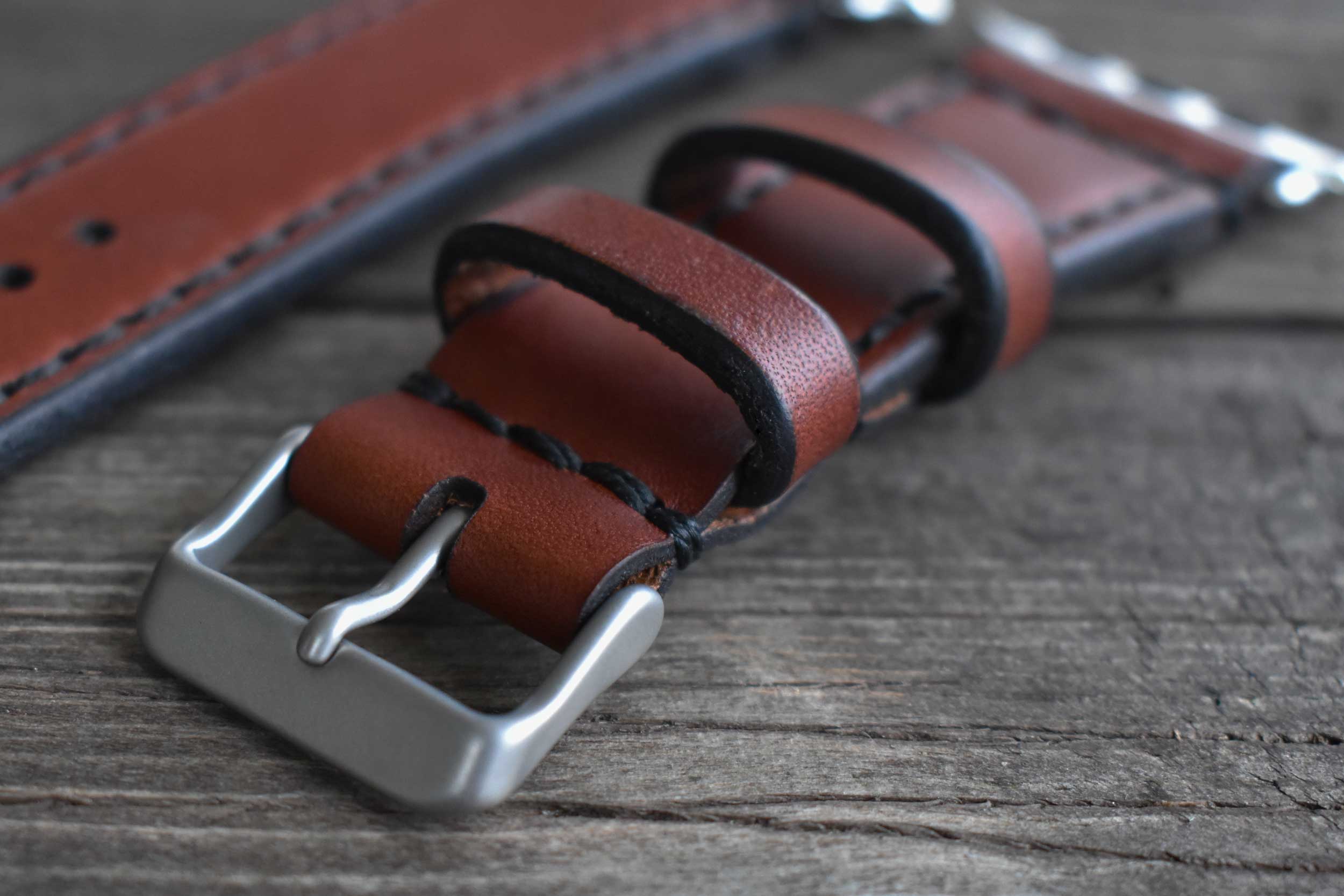 Blackthorn leather brown watch strap on an Apple Watch Ultra.