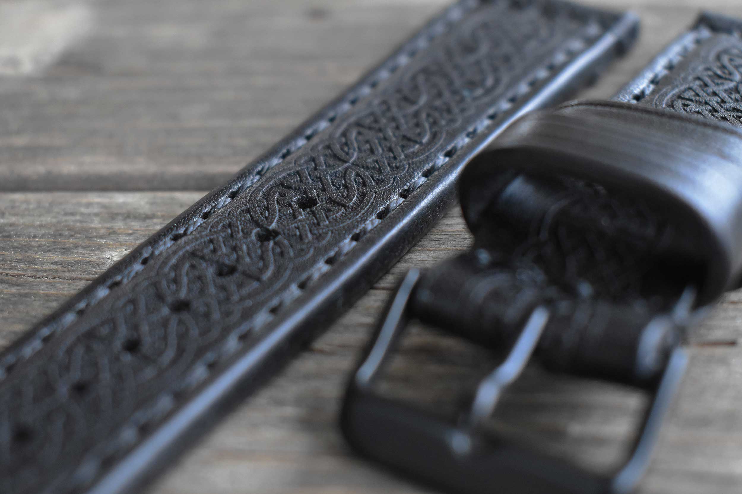 Classic Watch Strap - Black Celtic Knotwork