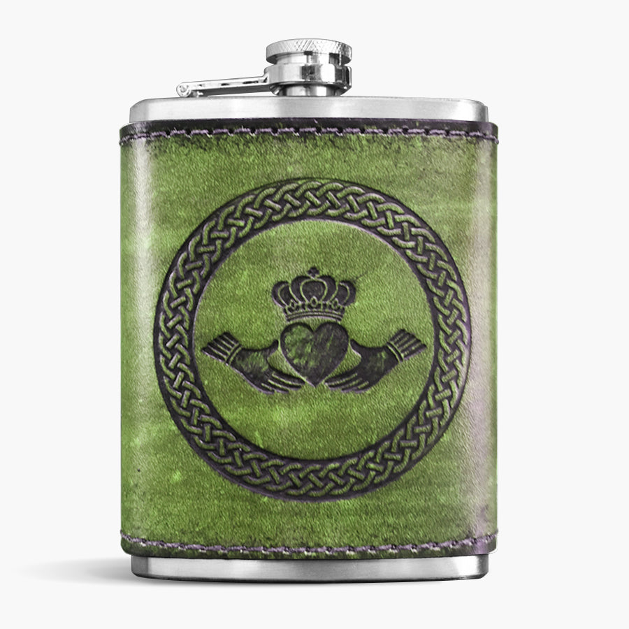 Leather Wrapped Flask - CLADDAGH