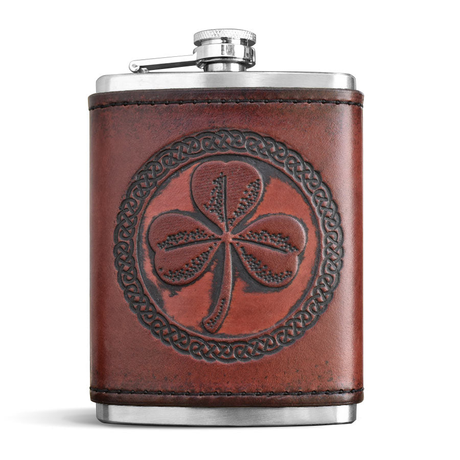Leather Wrapped Flask - SHAMROCK