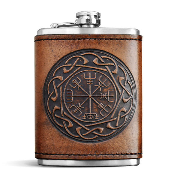 Leather Wrapped Flask - VEGVISIR