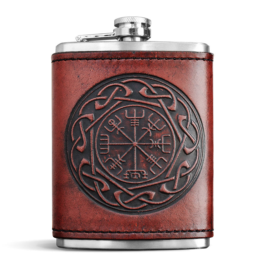 Leather Wrapped Flask - VEGVISIR