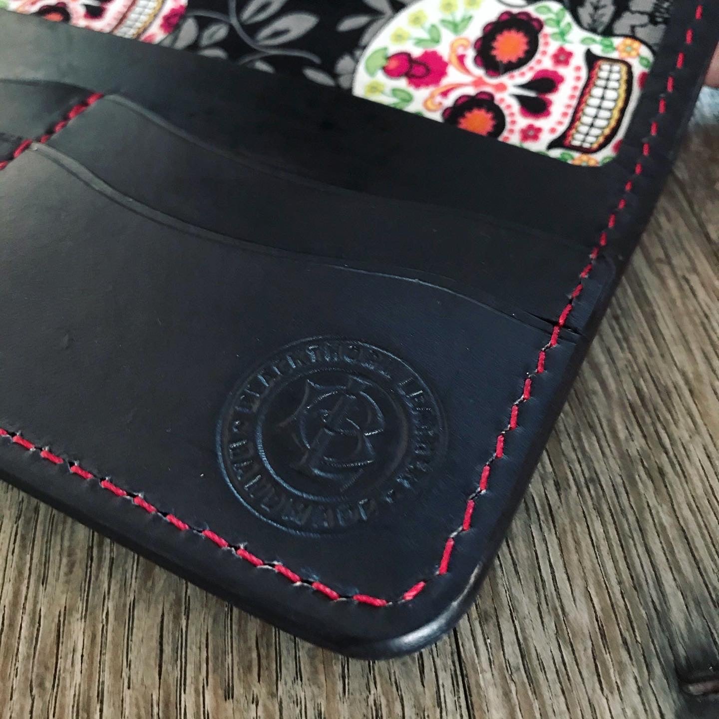 Sugar Skull Large Clutch Wallet with Wristlet - Black w/Sugar Skull liner