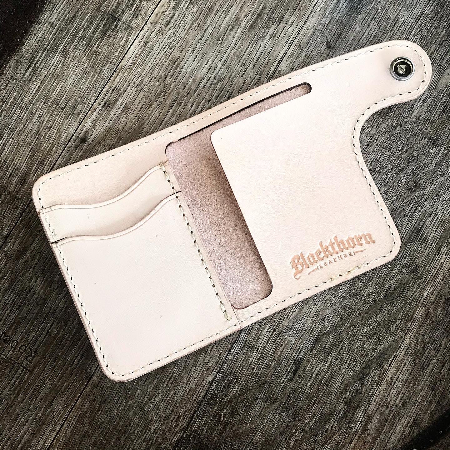 THE GALWAY: Natural Veg Tan Vertical Snap Wallet - Indian Head Buffalo Nickel