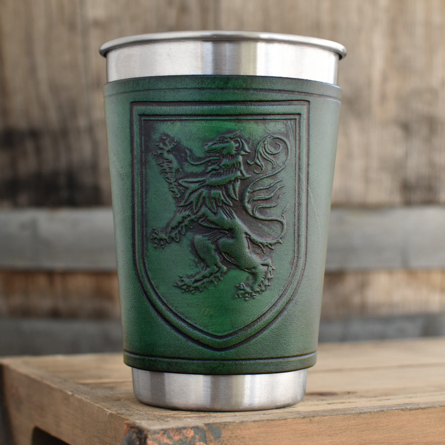 Leather Wrapped Pint - LION RAMPANT