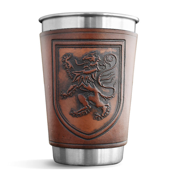 Leather Wrapped Pint - LION RAMPANT