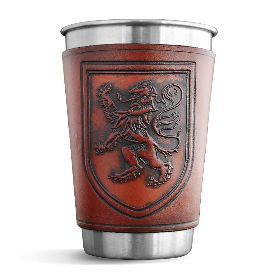 Leather Wrapped Pint - LION RAMPANT