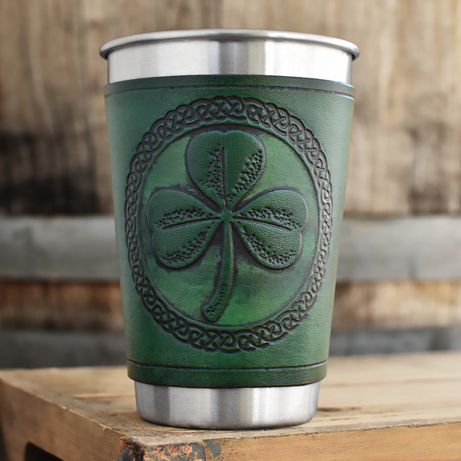 Leather Wrapped Pint - SHAMROCK