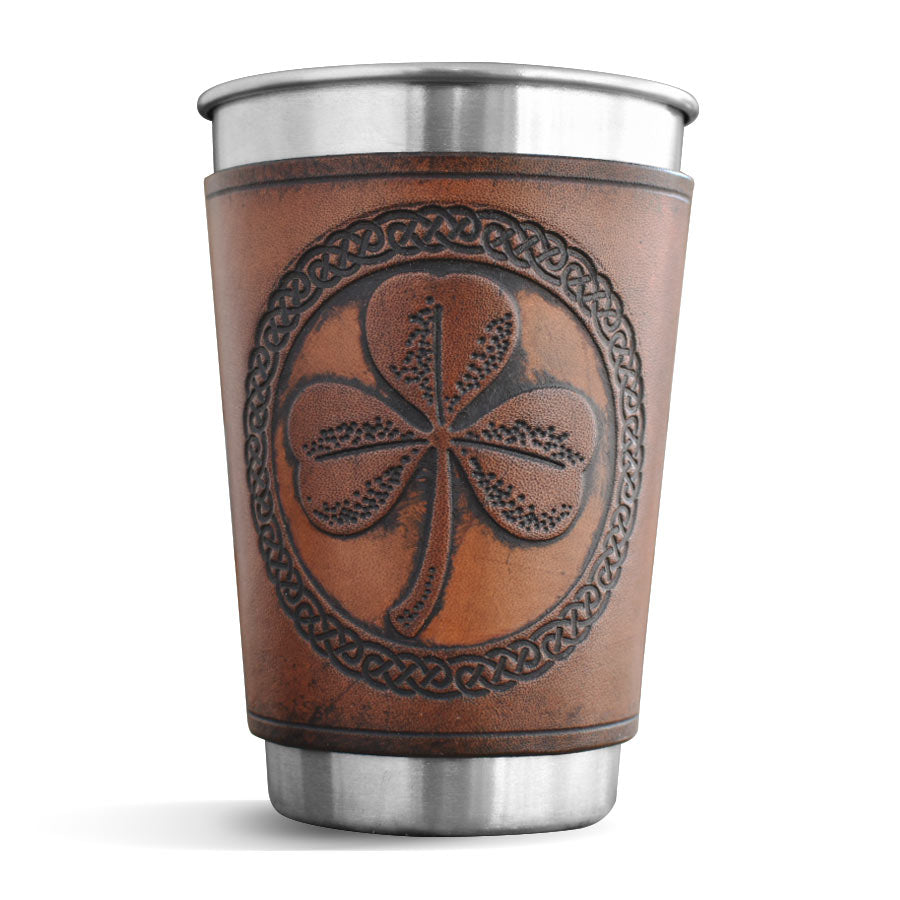 Leather Wrapped Pint - SHAMROCK