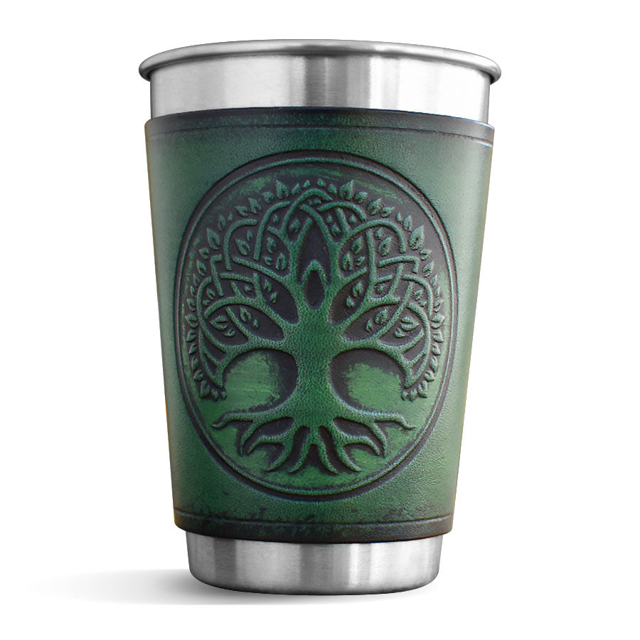 Leather Wrapped Pint - TREE OF LIFE
