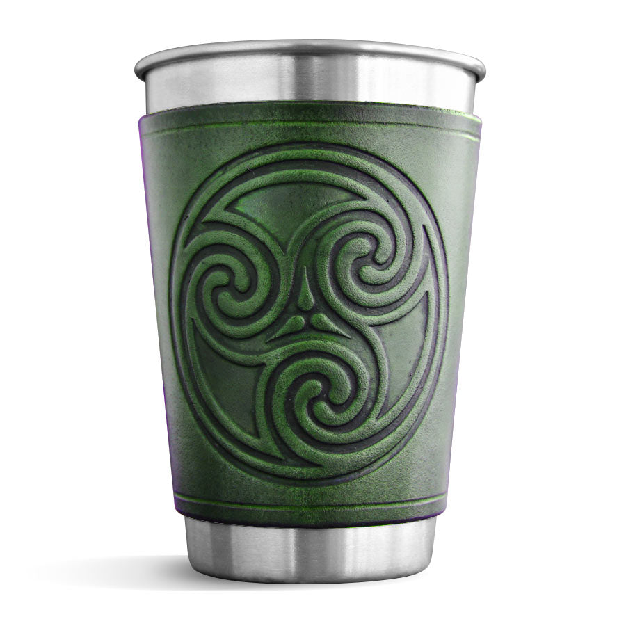 Leather Wrapped Pint - TRISKEL SPIRAL