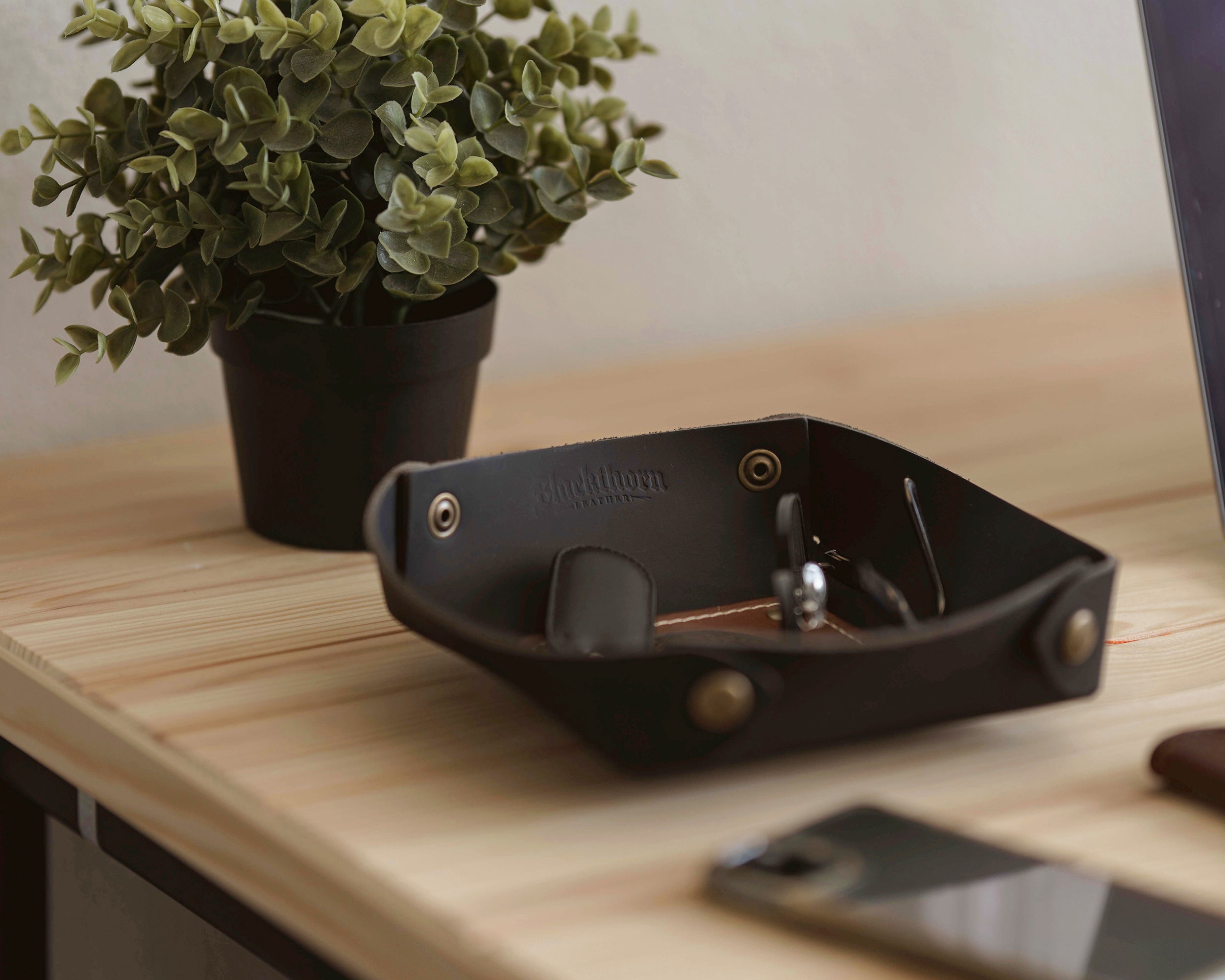 Leather Valet Tray w/Monogram