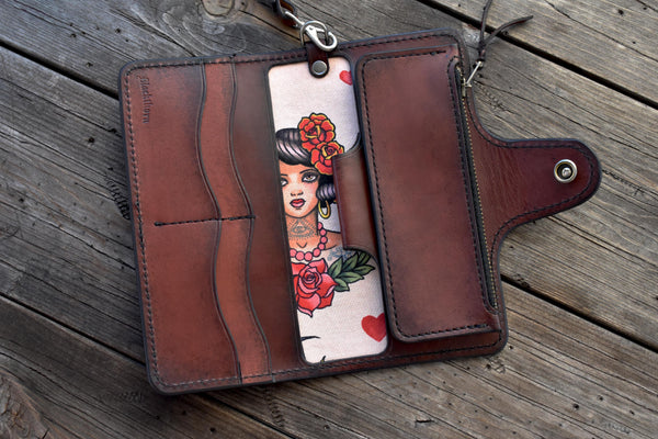 Large Clutch Wallet with Wristlet - Pinup Liner