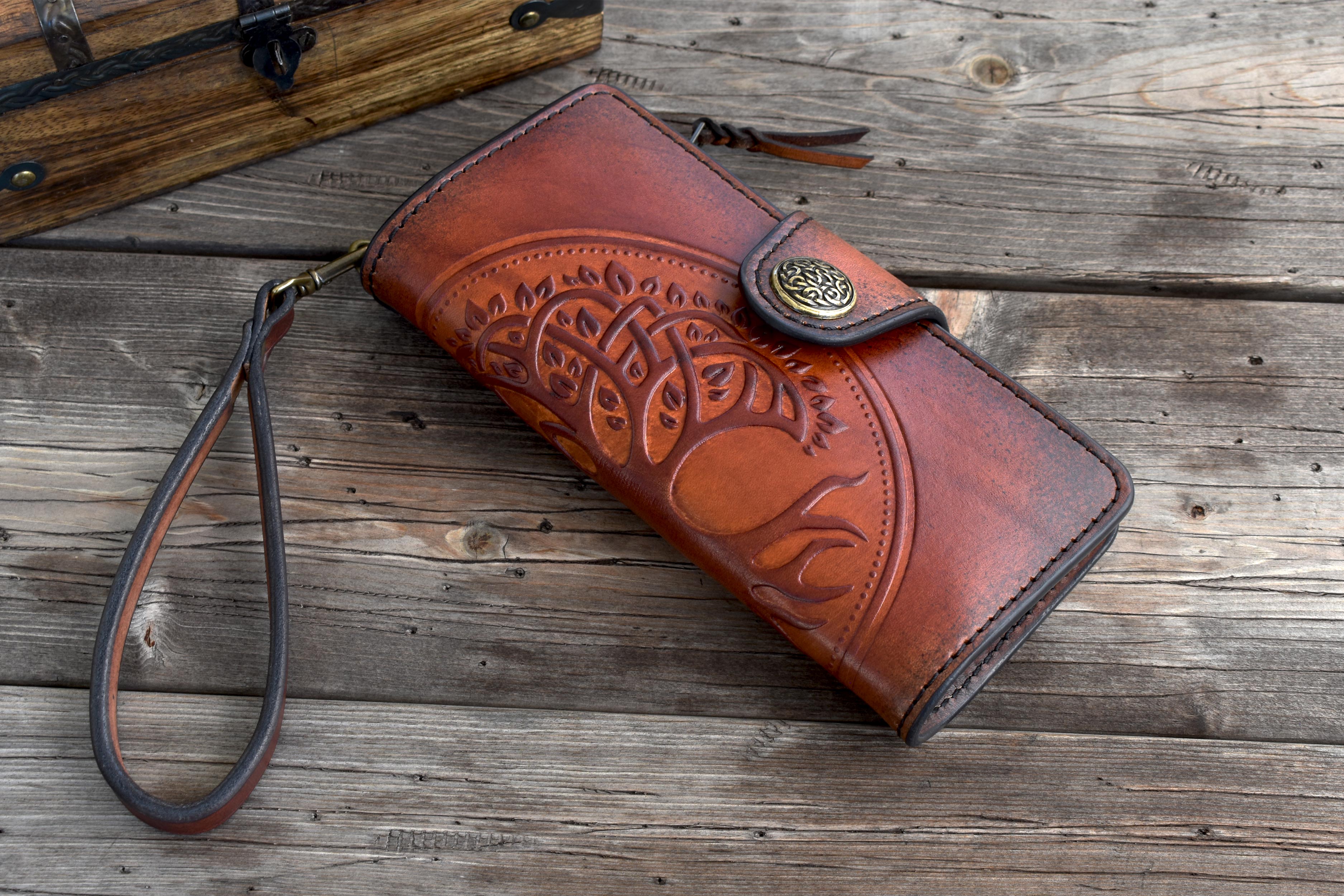 Wallet Tree Large Clutch Wallet - TREE OF LIFE – Blackthorn Leather