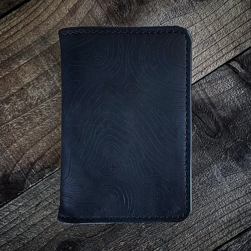 Topographic Map Leather Field Notes Cover - BLACK CRAZYHORSE