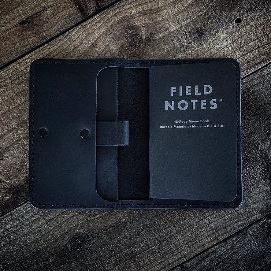 Topographic Map Leather Field Notes Cover - BLACK CRAZYHORSE