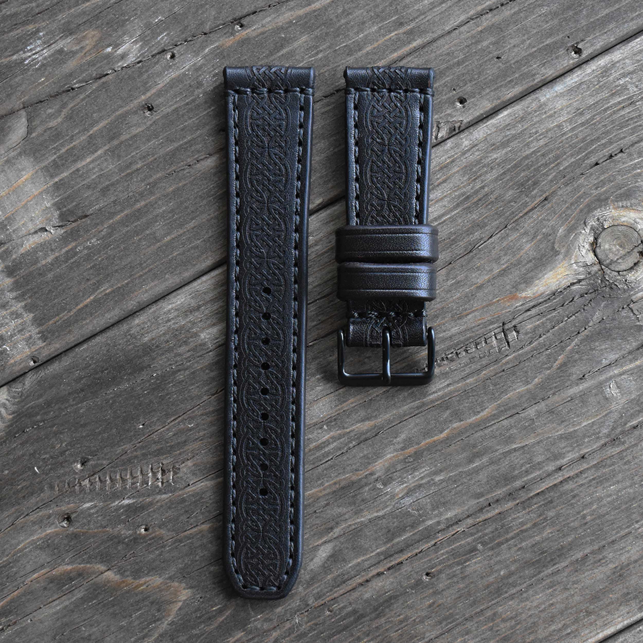 Classic Watch Strap - Black Celtic Knotwork
