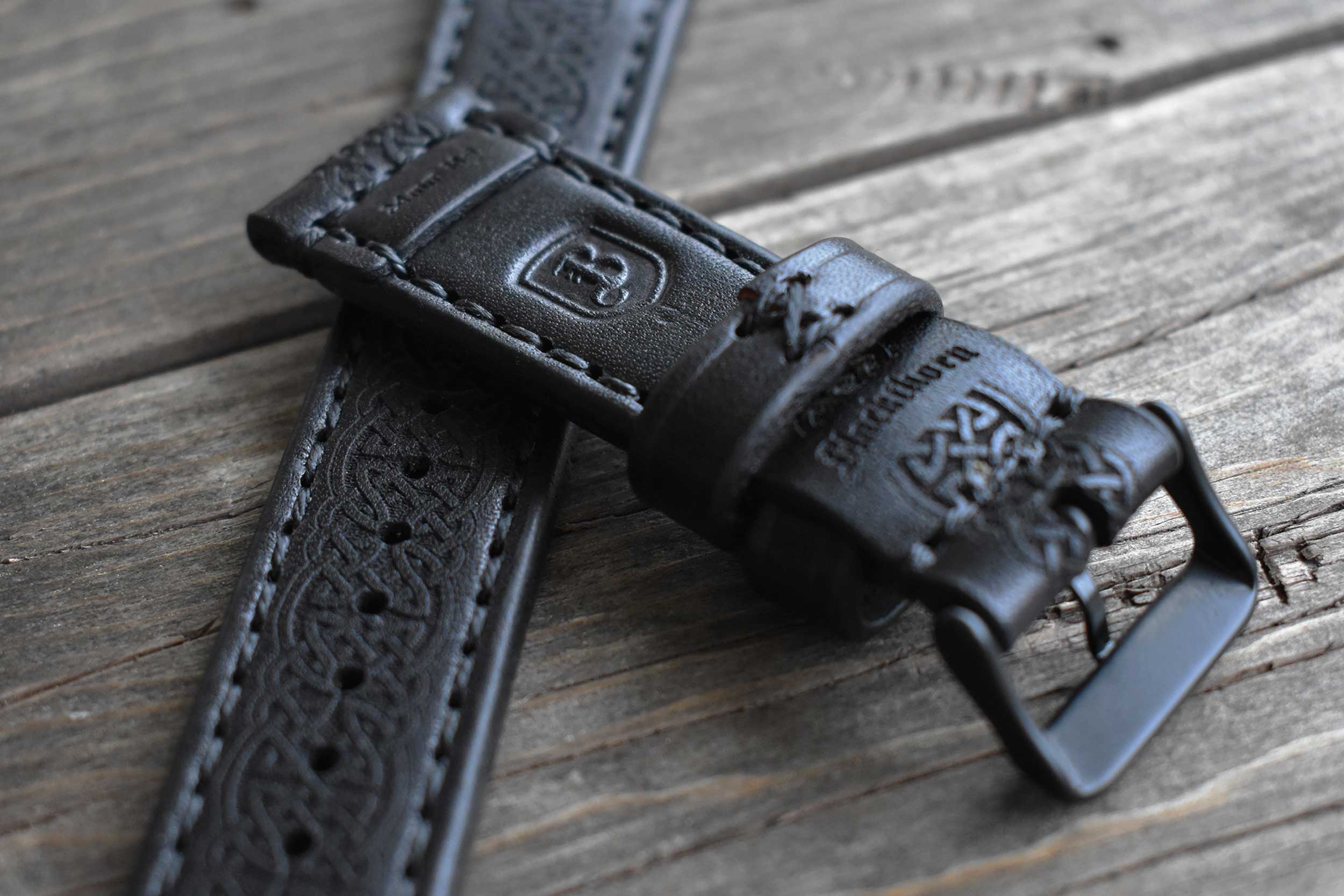 Classic Watch Strap - Black Celtic Knotwork