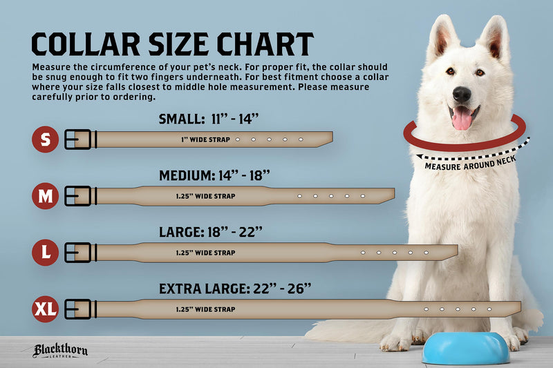 Blackthorn Leather dog collar sizing chart
