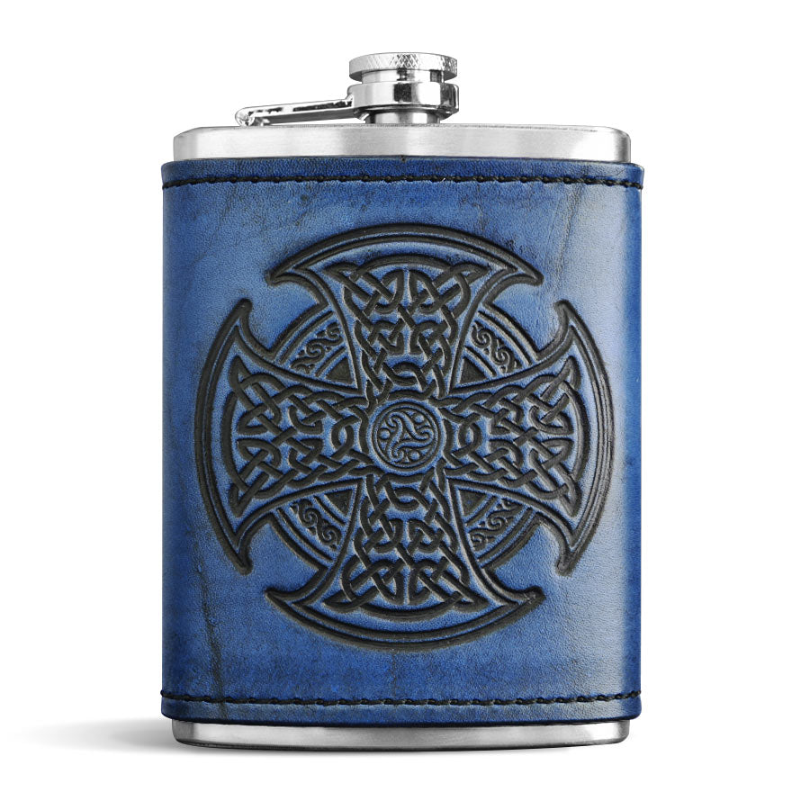 Leather Wrapped Flask - CELTIC HIGH CROSS