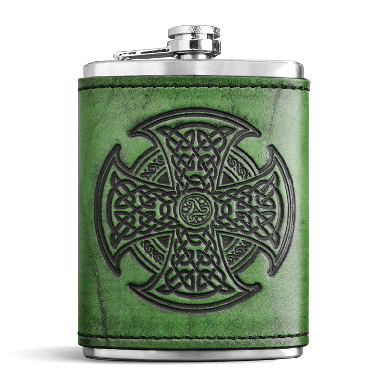 Leather Wrapped Flask - CELTIC HIGH CROSS