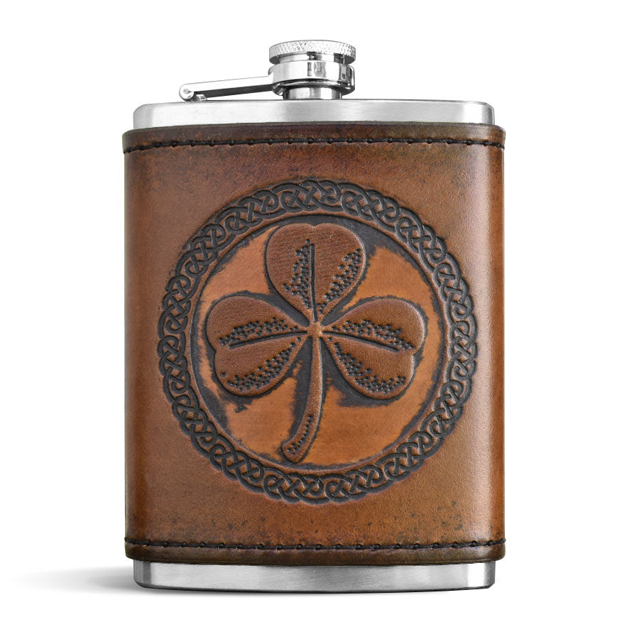 Leather Wrapped Flask - SHAMROCK