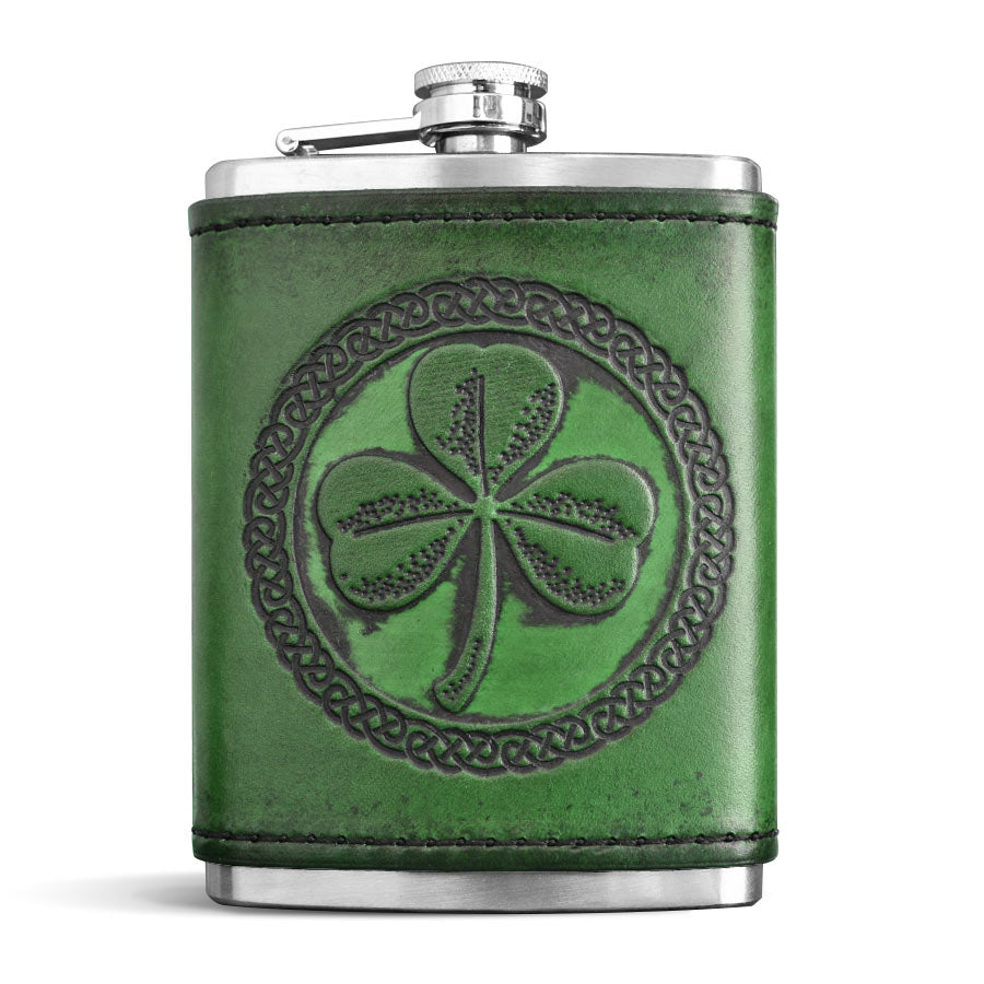 Leather Wrapped Flask - SHAMROCK