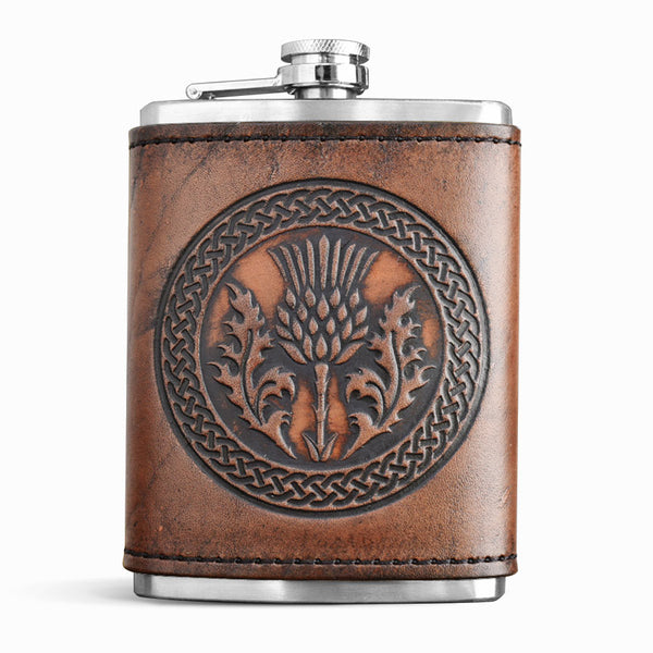 Leather Wrapped Flask - THISTLE