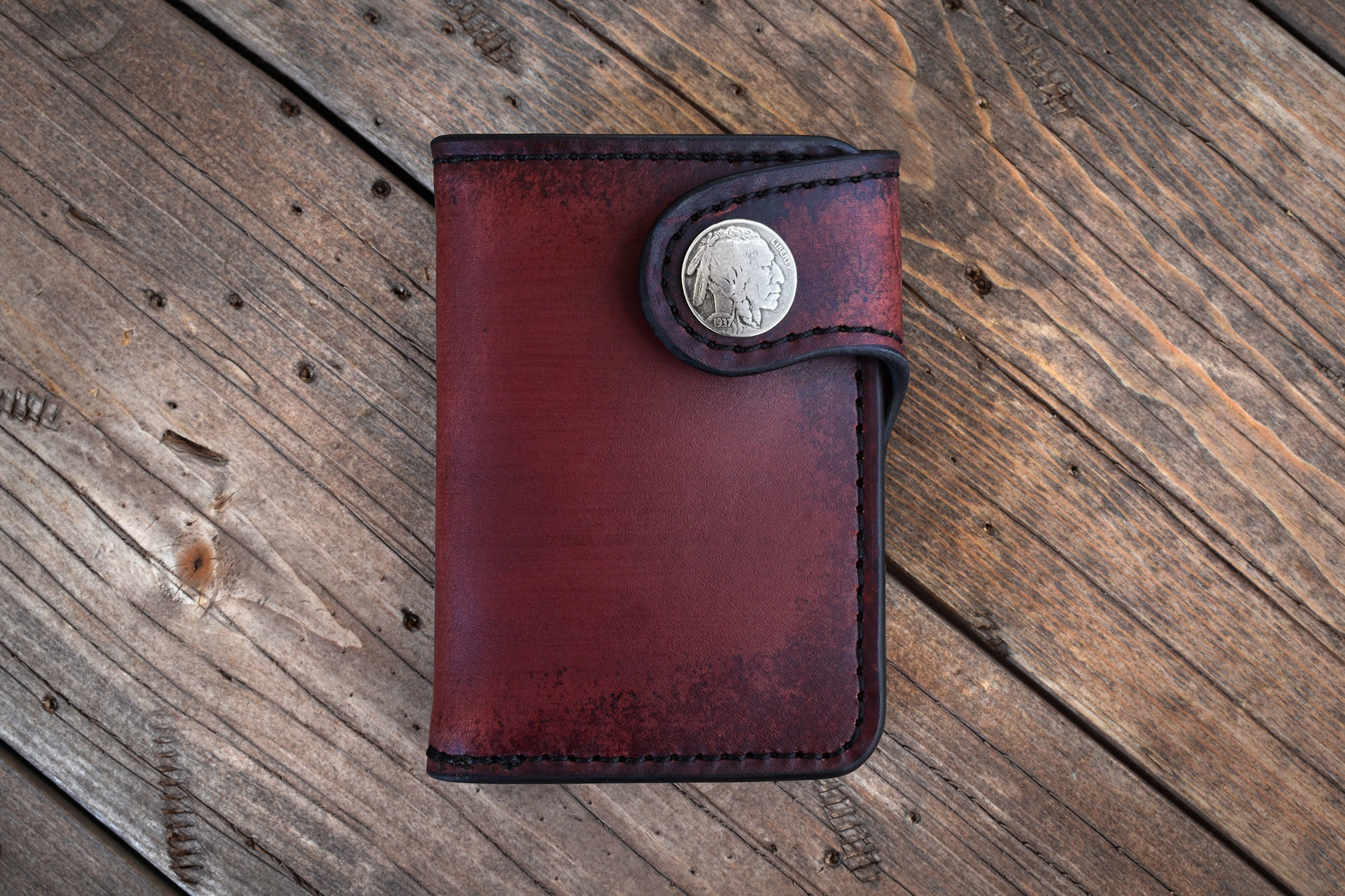 THE GALWAY: Vertical Snap Wallet - Buffalo Nickel Concho