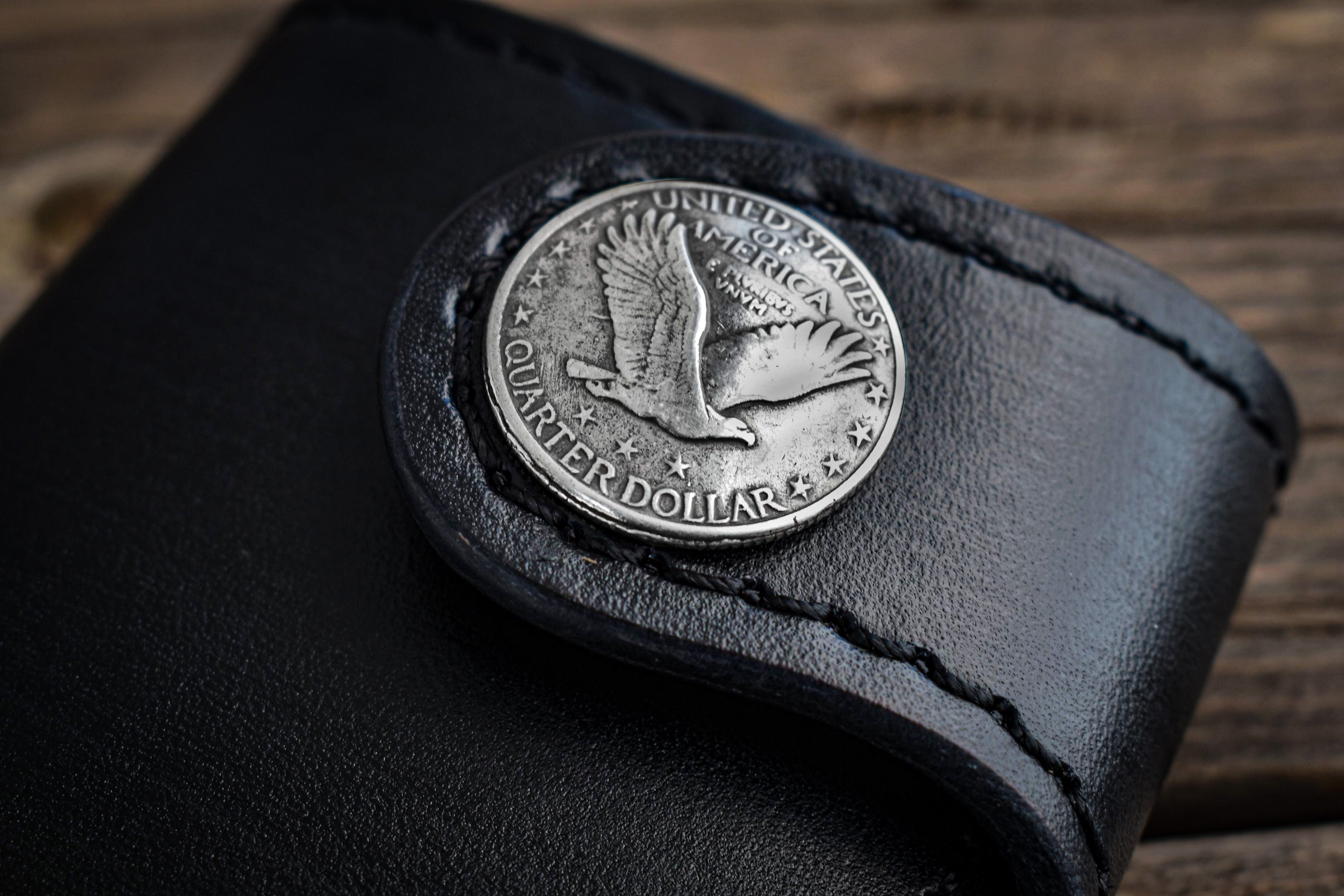 THE GALWAY: Vertical Snap Wallet - Flying Eagle Quarter Dollar
