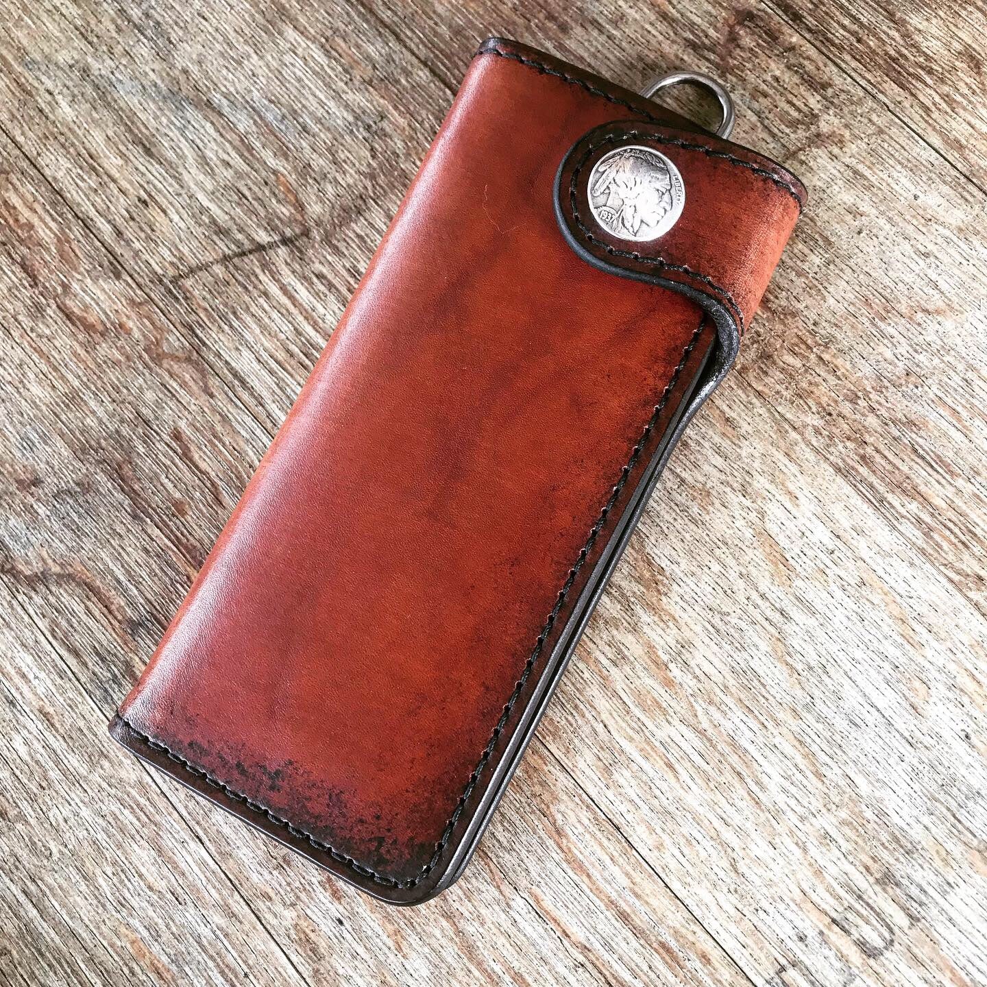 THE GALWAY TRUCKER: Vertical Snap Wallet - Indian Head Buffalo Nickel