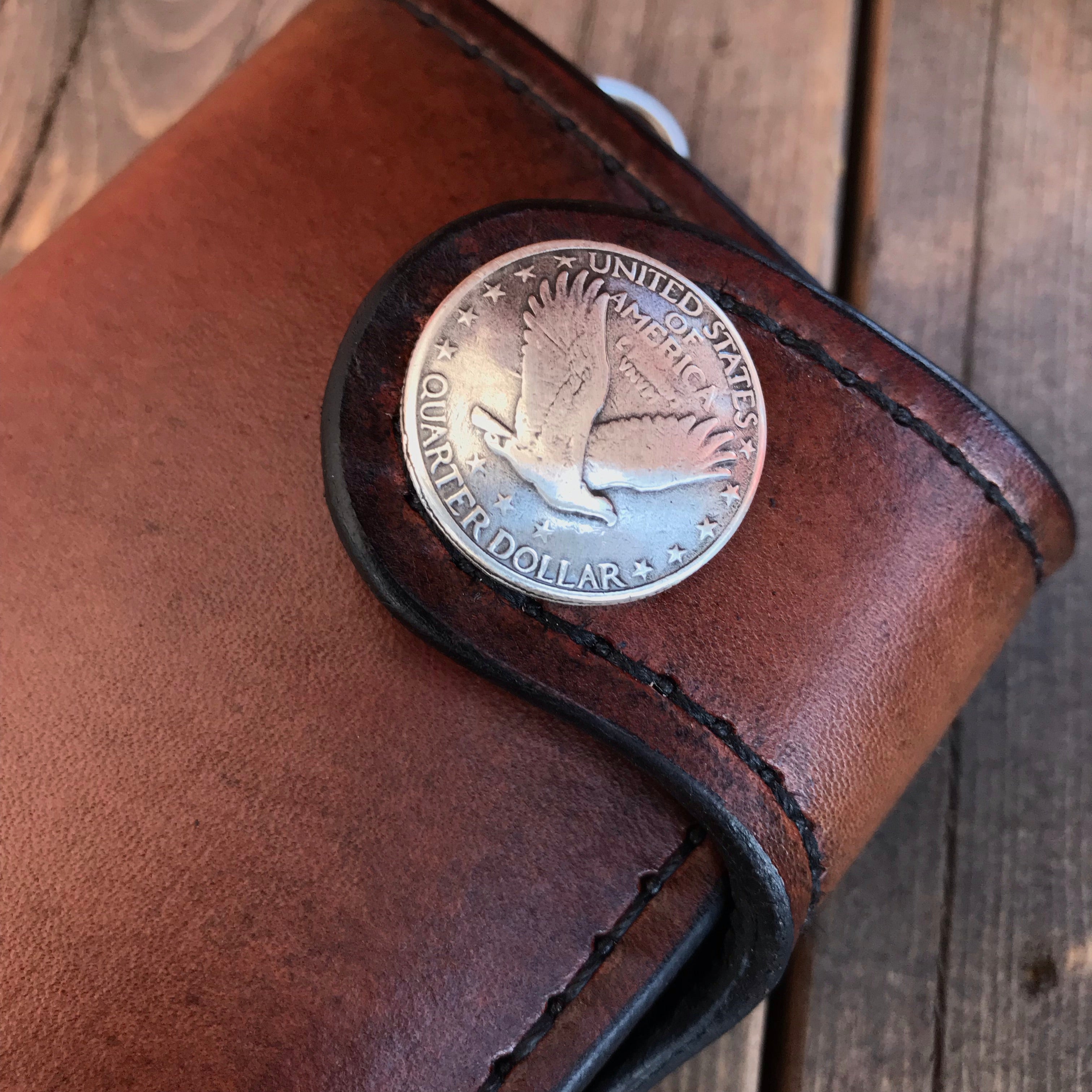 THE GALWAY TRUCKER: FLYING EAGLE US QUARTER - Vertical Snap Wallet -