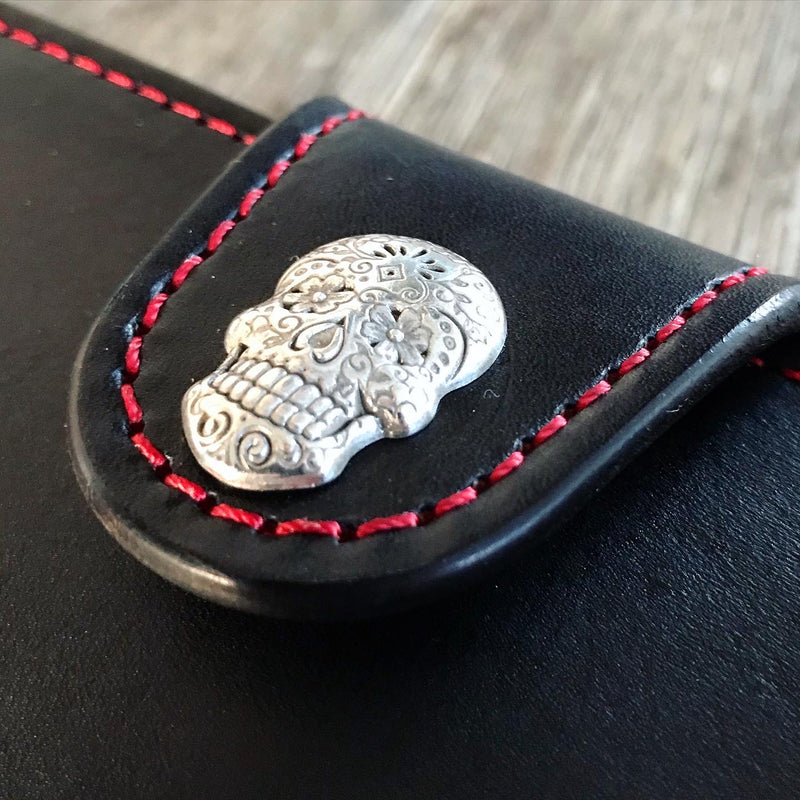 Sugar Skull Large Clutch Wallet with Wristlet - Black w/Sugar Skull liner