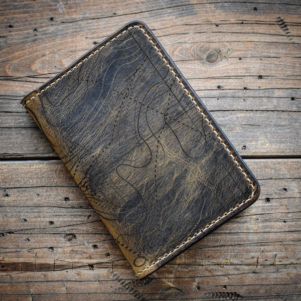 Topographic Map Leather Field Notes Cover - BROWN CRAZYHORSE