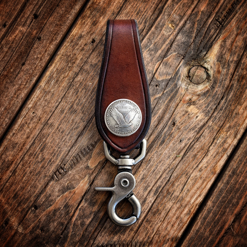 Flying Eagle/Standing Liberty Quarter Leather Key Fob