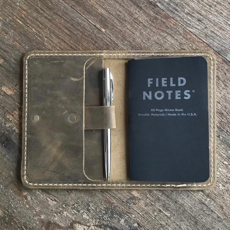 Topographic Map Leather Field Notes Cover - BROWN CRAZYHORSE