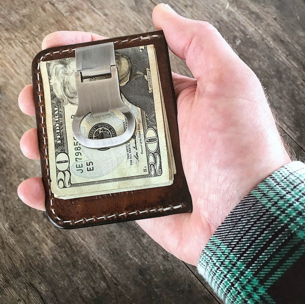 THE GATEHOUSE: Minimalist Credit Card Wallet with money clip, Everyday Carry Wallet