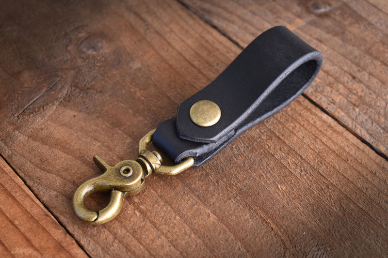 Leather Key Chain Solid Brass, Leather Keychain Brass