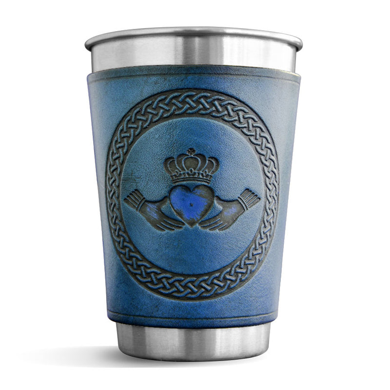 Leather Wrapped Pint - CLADDAGH
