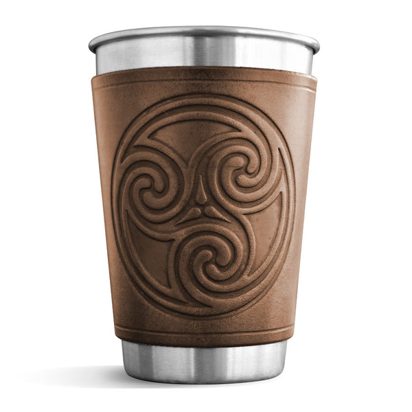 Leather Wrapped Pint - TRISKEL SPIRAL