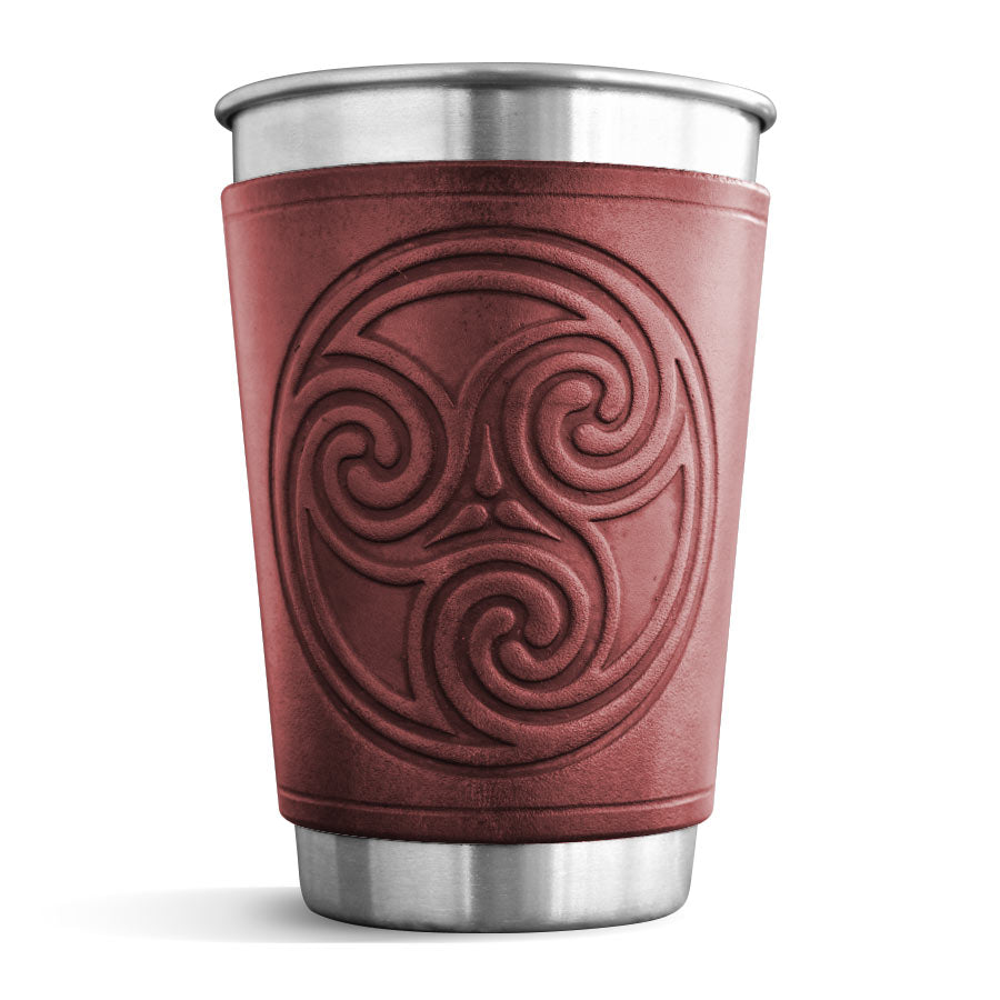 Leather Wrapped Pint - TRISKEL SPIRAL