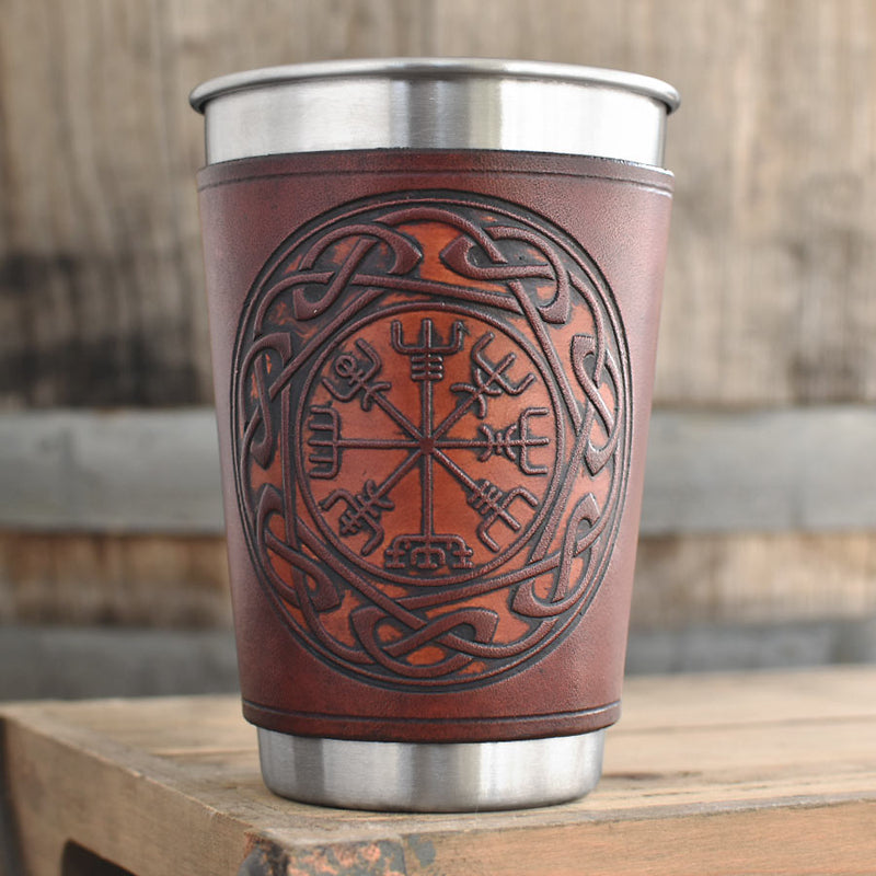 Leather Wrapped Pint - VEGVISIR