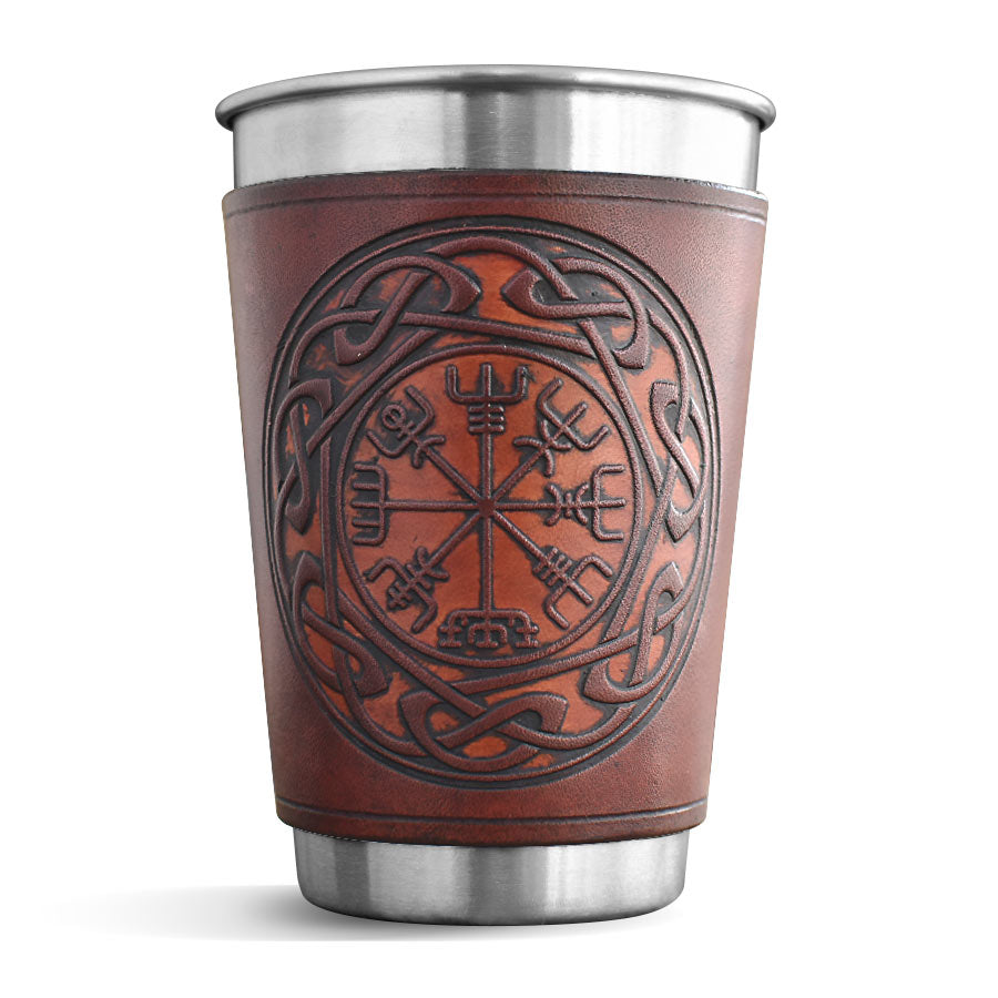 Leather Wrapped Pint - VEGVISIR