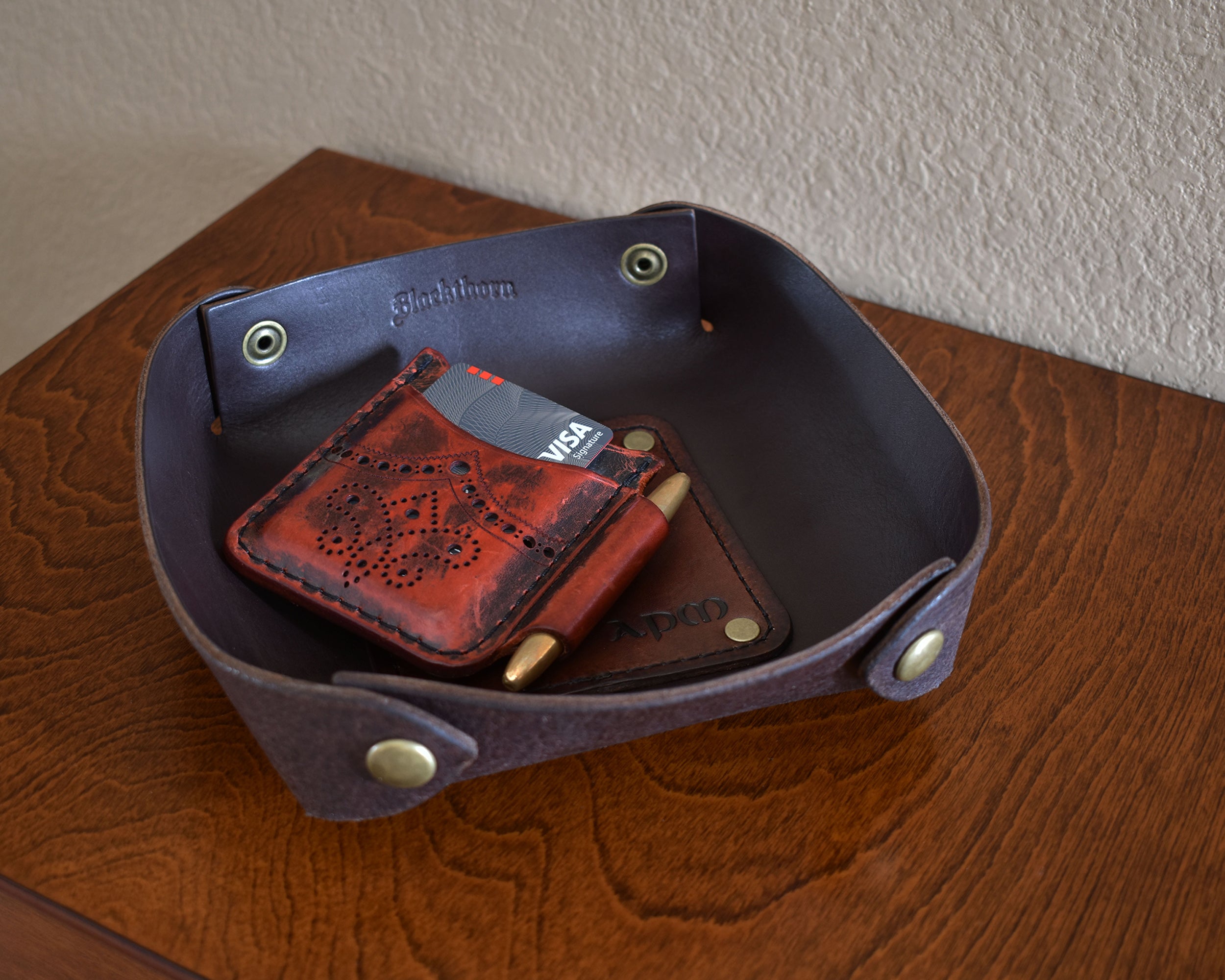 Leather Valet Tray w/Monogram